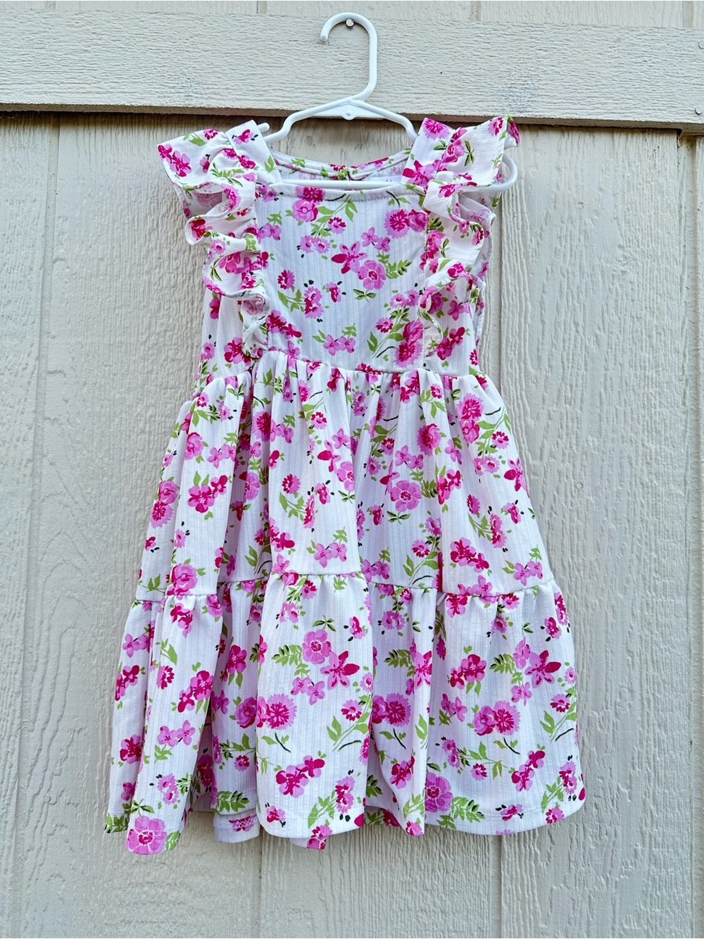 Nanette toddler girls' floral ruffle tier dress Vibrant Pink Purple